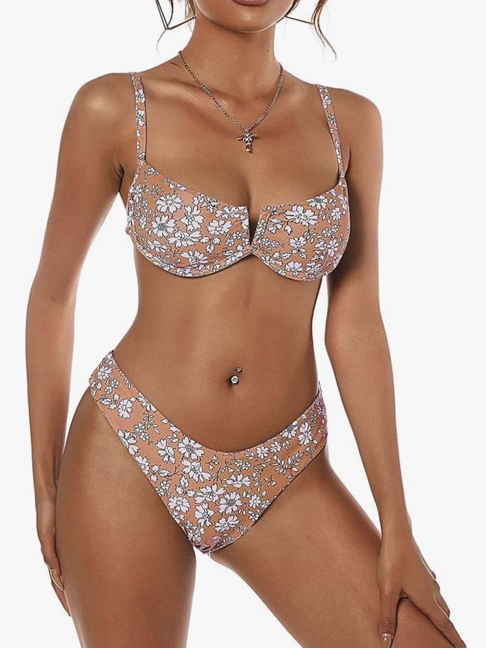 Zaful Floral Underwire High Leg Bikini Set NWT
